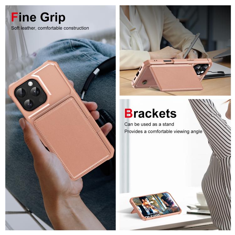 For iPhone 16 Pro Max Horizontal Flip Card Bag Holder Leather Phone Case