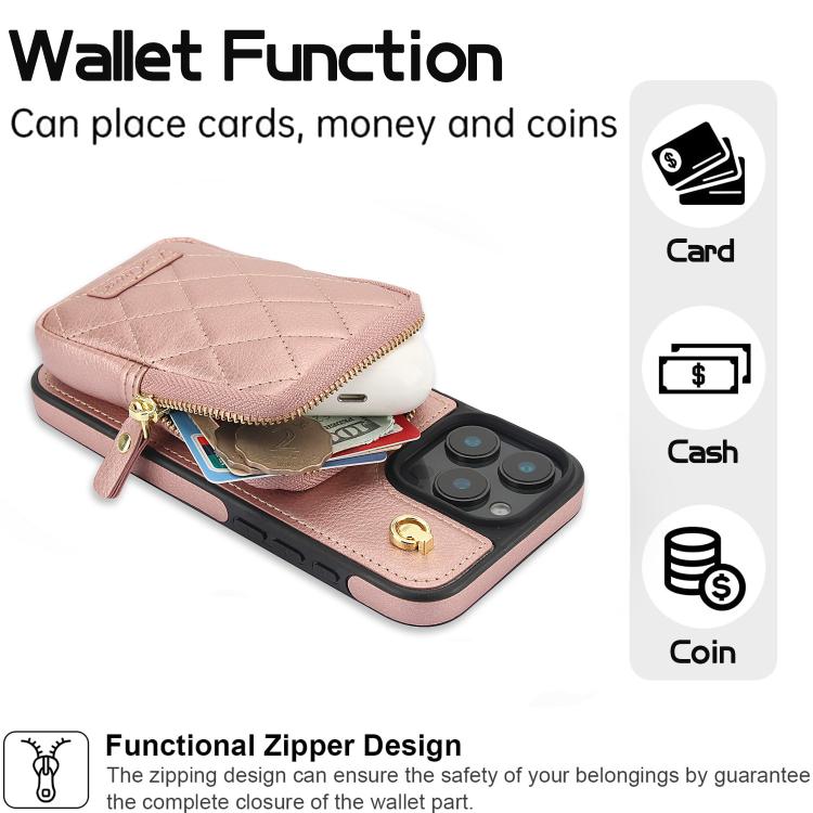 For iPhone 11 Pro Max AwQuer Crossbody Zipper Wallet Bag Litchi Leather Phone Case