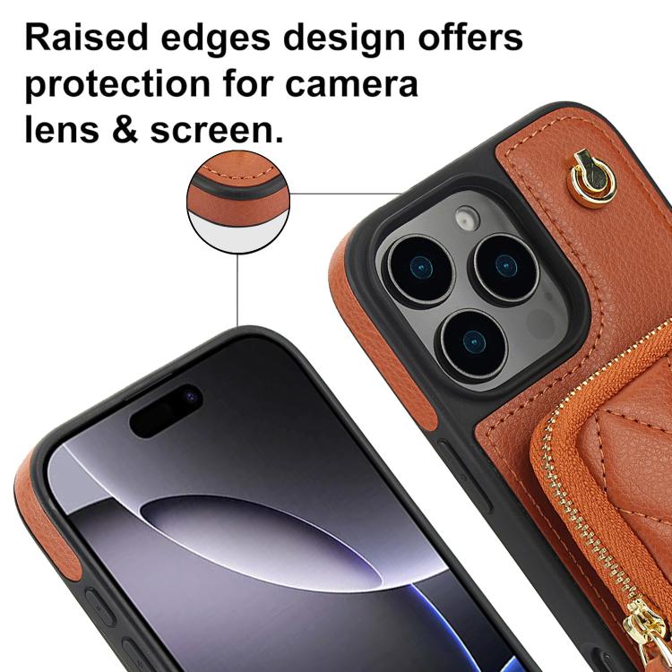 For iPhone 11 AwQuer Crossbody Zipper Wallet Bag Litchi Leather Phone Case