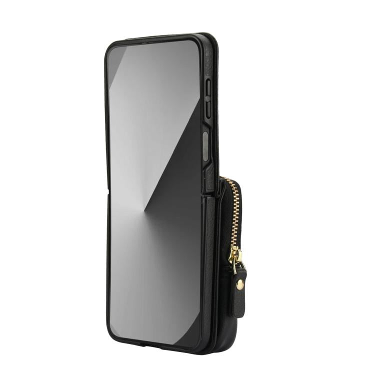 For Samsung Galaxy Z Flip6 / Flip7 FE AwQuer Crossbody Zipper Wallet Bag Litchi Leather Phone Case
