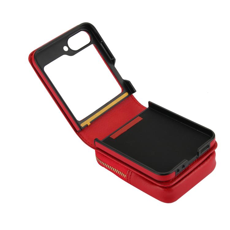 For Samsung Galaxy Z Flip6 / Flip7 FE AwQuer Crossbody Zipper Wallet Bag Litchi Leather Phone Case