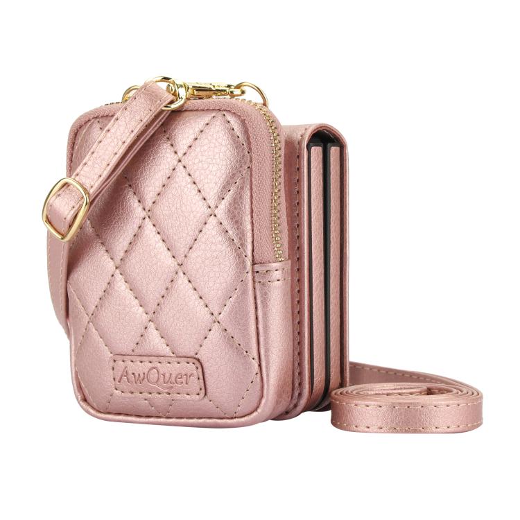 For Samsung Galaxy Z Flip6 / Flip7 FE AwQuer Crossbody Zipper Wallet Bag Litchi Leather Phone Case