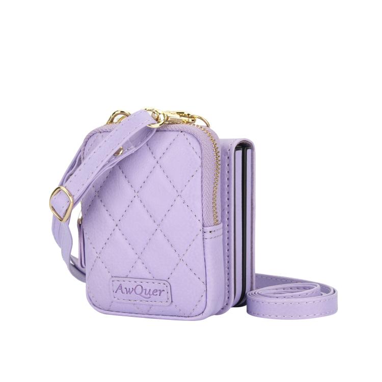 For Samsung Galaxy Z Flip6 / Flip7 FE AwQuer Crossbody Zipper Wallet Bag Litchi Leather Phone Case