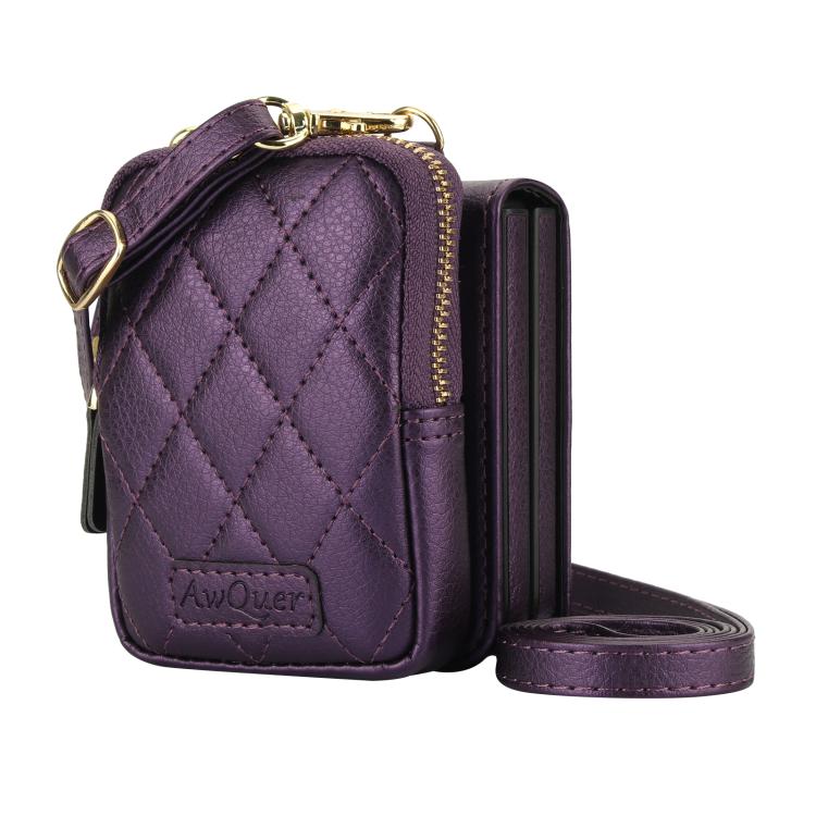 For Samsung Galaxy Z Flip6 / Flip7 FE AwQuer Crossbody Zipper Wallet Bag Litchi Leather Phone Case