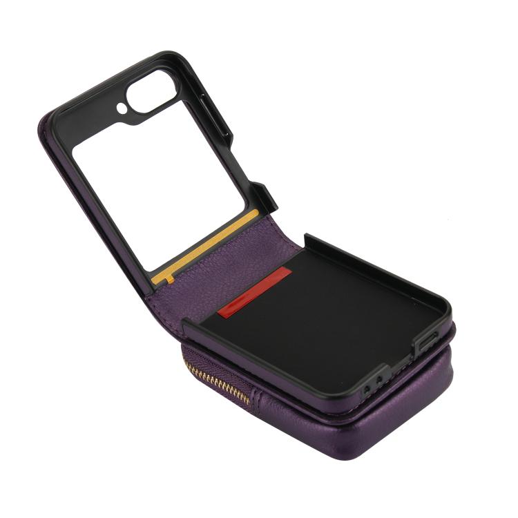 For Samsung Galaxy Z Flip6 / Flip7 FE AwQuer Crossbody Zipper Wallet Bag Litchi Leather Phone Case