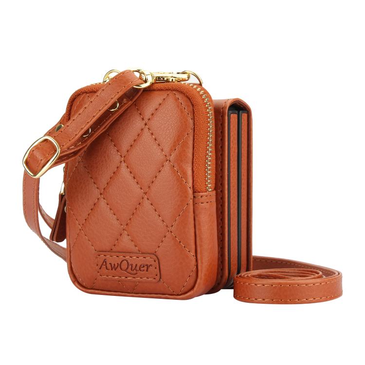 For Samsung Galaxy Z Flip6 / Flip7 FE AwQuer Crossbody Zipper Wallet Bag Litchi Leather Phone Case