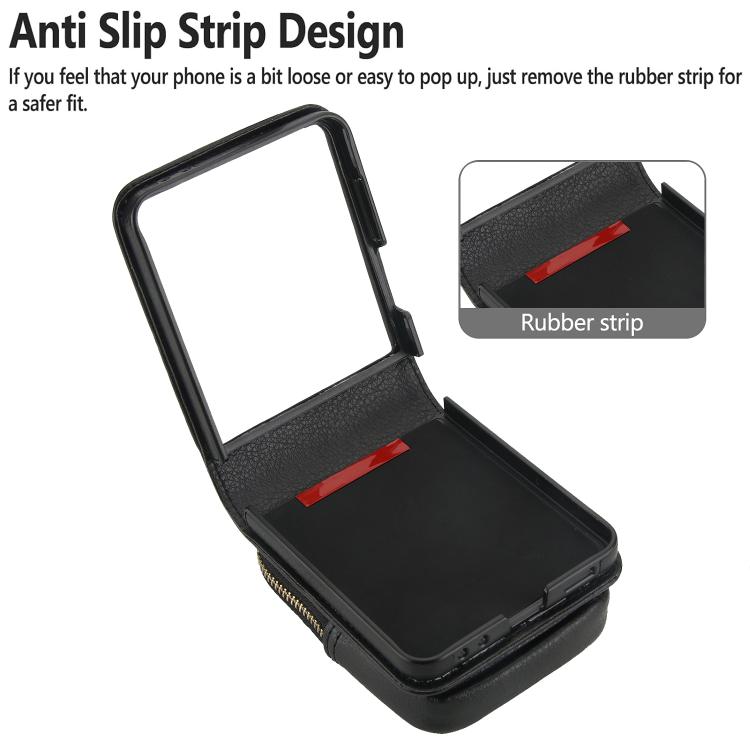 For Samsung Galaxy Z Flip7 5G AwQuer Crossbody Zipper Wallet Bag Litchi Leather Phone Case