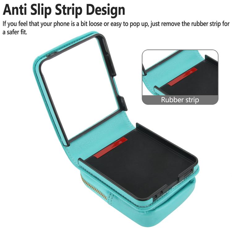For Samsung Galaxy Z Flip7 5G AwQuer Crossbody Zipper Wallet Bag Litchi Leather Phone Case