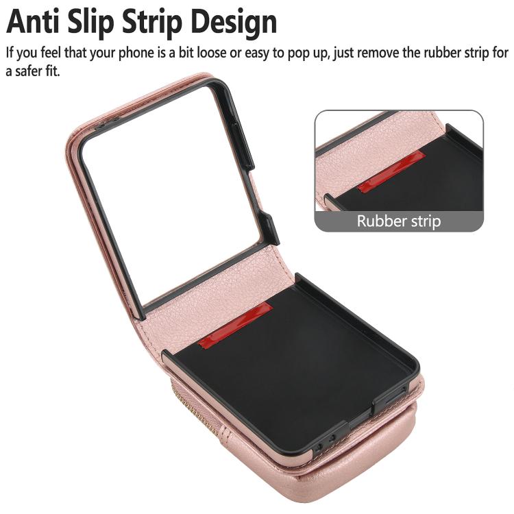 For Samsung Galaxy Z Flip7 5G AwQuer Crossbody Zipper Wallet Bag Litchi Leather Phone Case