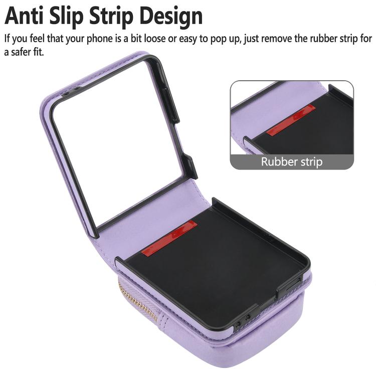 For Samsung Galaxy Z Flip7 5G AwQuer Crossbody Zipper Wallet Bag Litchi Leather Phone Case
