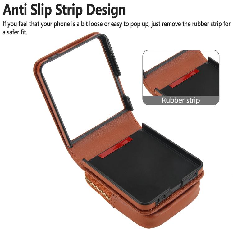 For Samsung Galaxy Z Flip7 5G AwQuer Crossbody Zipper Wallet Bag Litchi Leather Phone Case