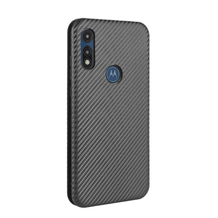 For Motorola Moto E(2020) Carbon Fiber Texture Horizontal Flip TPU + PC + PU Leather Case with Rope & Card Slot