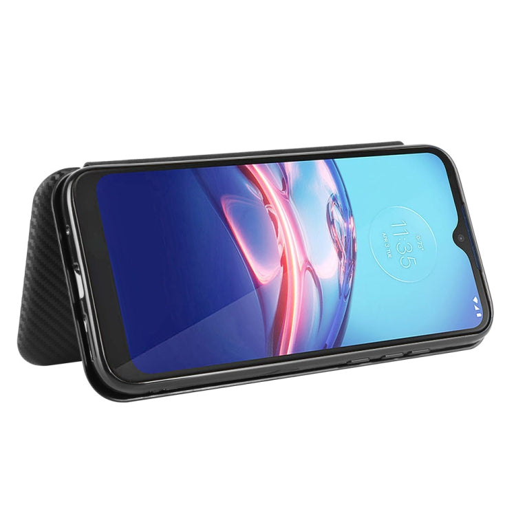 For Motorola Moto E(2020) Carbon Fiber Texture Horizontal Flip TPU + PC + PU Leather Case with Rope & Card Slot