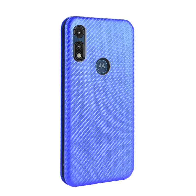 For Motorola Moto E(2020) Carbon Fiber Texture Horizontal Flip TPU + PC + PU Leather Case with Rope & Card Slot