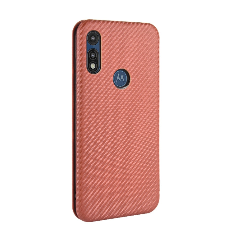 For Motorola Moto E(2020) Carbon Fiber Texture Horizontal Flip TPU + PC + PU Leather Case with Rope & Card Slot