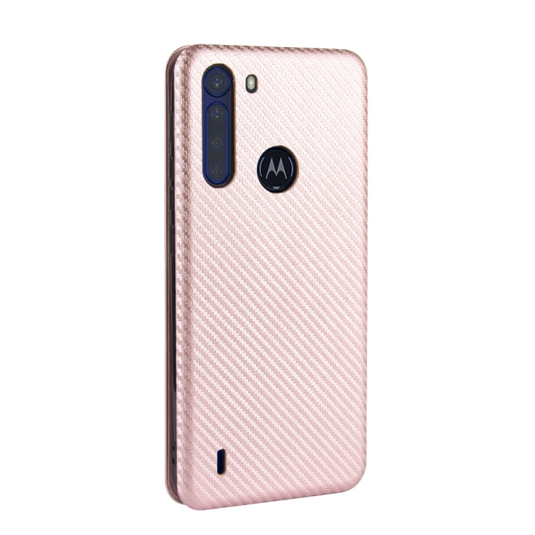 For Motorola Moto One Fusion Carbon Fiber Texture Horizontal Flip TPU + PC + PU Leather Case with Rope & Card Slot