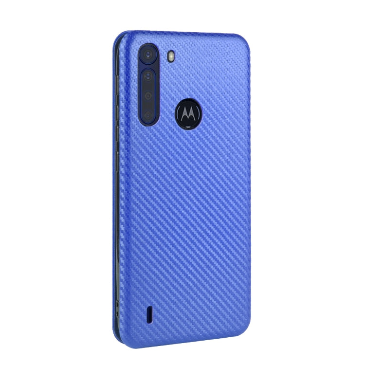 For Motorola Moto One Fusion Carbon Fiber Texture Horizontal Flip TPU + PC + PU Leather Case with Rope & Card Slot