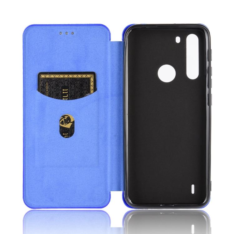 For Motorola Moto One Fusion Carbon Fiber Texture Horizontal Flip TPU + PC + PU Leather Case with Rope & Card Slot