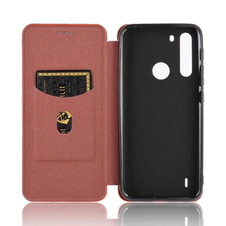 For Motorola Moto One Fusion Carbon Fiber Texture Horizontal Flip TPU + PC + PU Leather Case with Rope & Card Slot