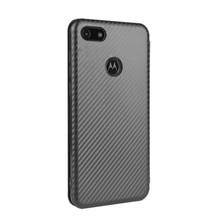 For Motorola Moto E6 Play Carbon Fiber Texture Horizontal Flip TPU + PC + PU Leather Case with Rope & Card Slot