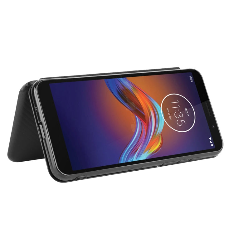 For Motorola Moto E6 Play Carbon Fiber Texture Horizontal Flip TPU + PC + PU Leather Case with Rope & Card Slot