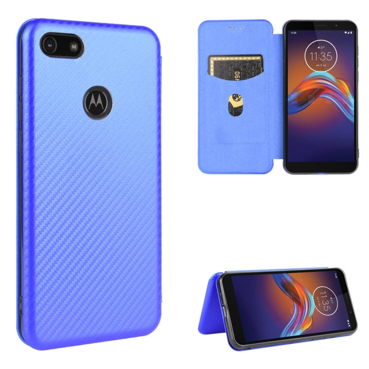 For Motorola Moto E6 Play Carbon Fiber Texture Horizontal Flip TPU + PC + PU Leather Case with Rope & Card Slot