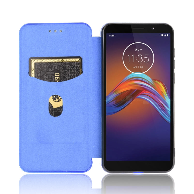 For Motorola Moto E6 Play Carbon Fiber Texture Horizontal Flip TPU + PC + PU Leather Case with Rope & Card Slot