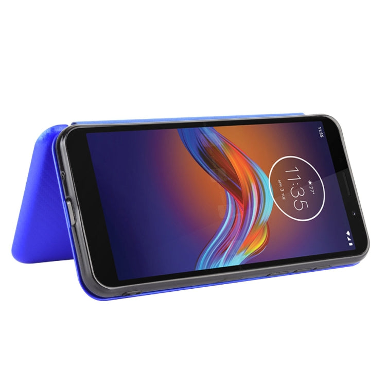 For Motorola Moto E6 Play Carbon Fiber Texture Horizontal Flip TPU + PC + PU Leather Case with Rope & Card Slot