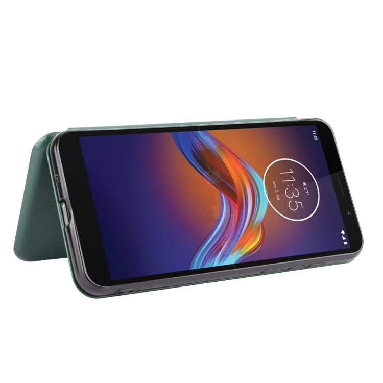 For Motorola Moto E6 Play Carbon Fiber Texture Horizontal Flip TPU + PC + PU Leather Case with Rope & Card Slot