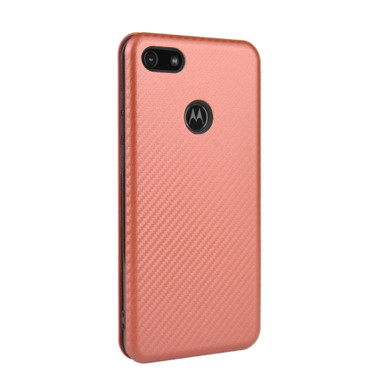 For Motorola Moto E6 Play Carbon Fiber Texture Horizontal Flip TPU + PC + PU Leather Case with Rope & Card Slot