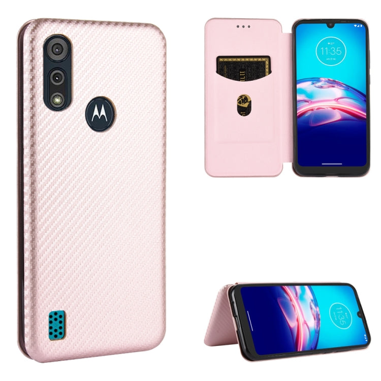 For Motorola Moto E6s (2020) Carbon Fiber Texture Horizontal Flip TPU + PC + PU Leather Case with Rope & Card Slot