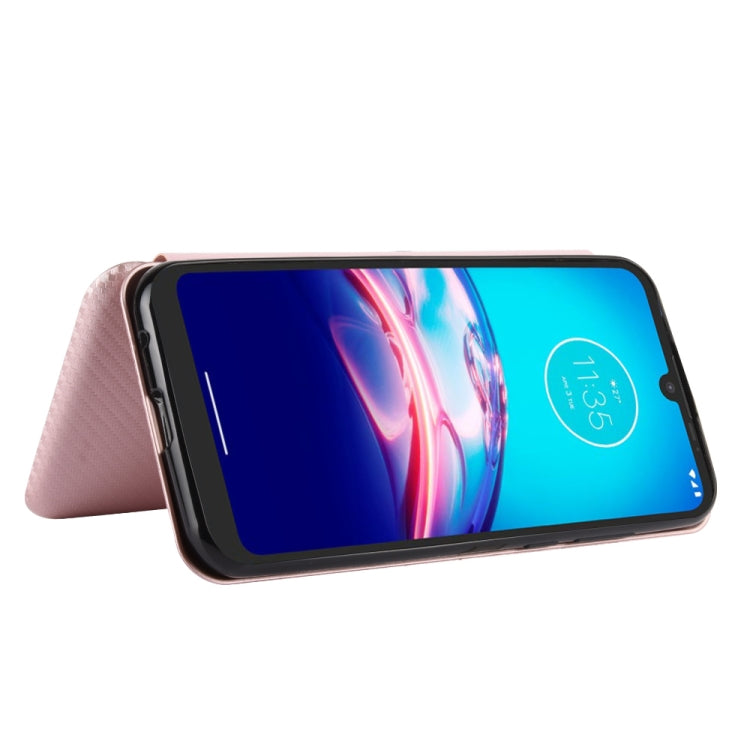 For Motorola Moto E6s (2020) Carbon Fiber Texture Horizontal Flip TPU + PC + PU Leather Case with Rope & Card Slot