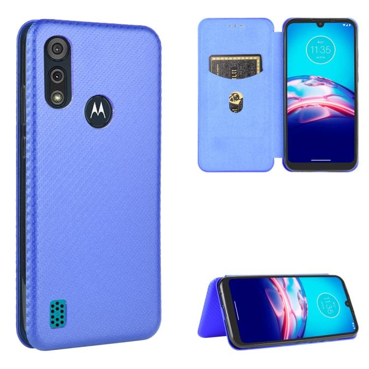 For Motorola Moto E6s (2020) Carbon Fiber Texture Horizontal Flip TPU + PC + PU Leather Case with Rope & Card Slot