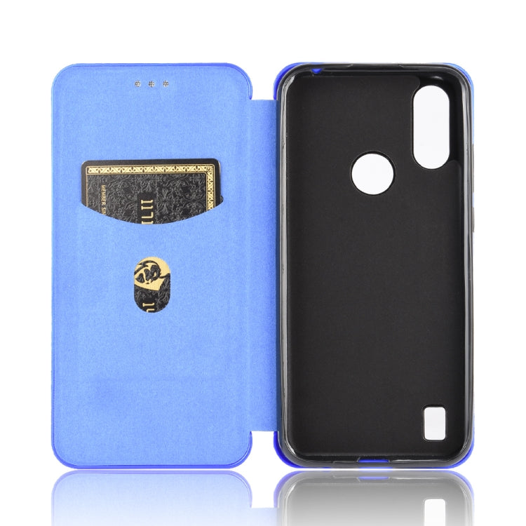 For Motorola Moto E6s (2020) Carbon Fiber Texture Horizontal Flip TPU + PC + PU Leather Case with Rope & Card Slot