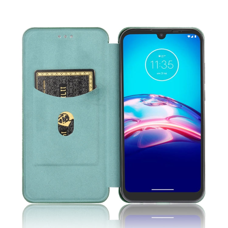 For Motorola Moto E6s (2020) Carbon Fiber Texture Horizontal Flip TPU + PC + PU Leather Case with Rope & Card Slot