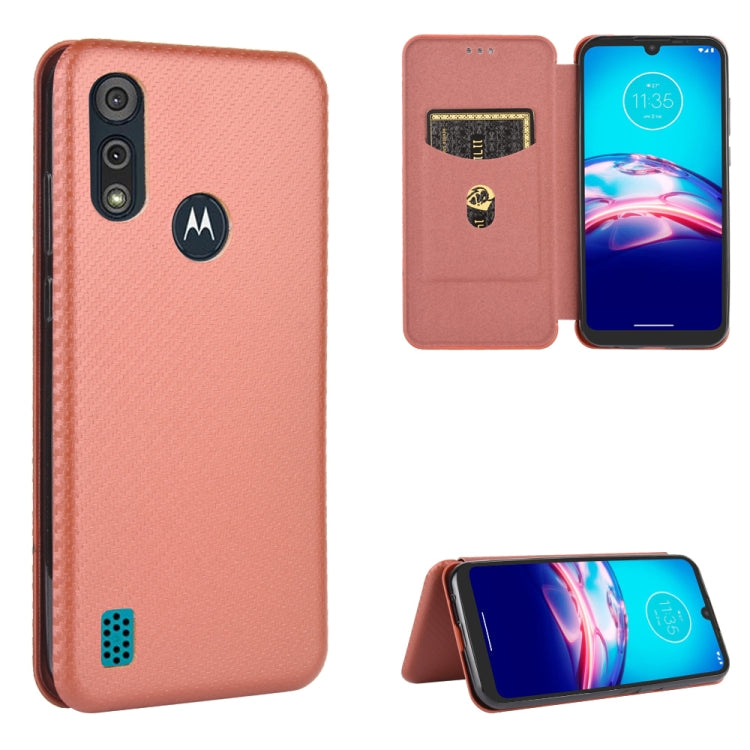 For Motorola Moto E6s (2020) Carbon Fiber Texture Horizontal Flip TPU + PC + PU Leather Case with Rope & Card Slot