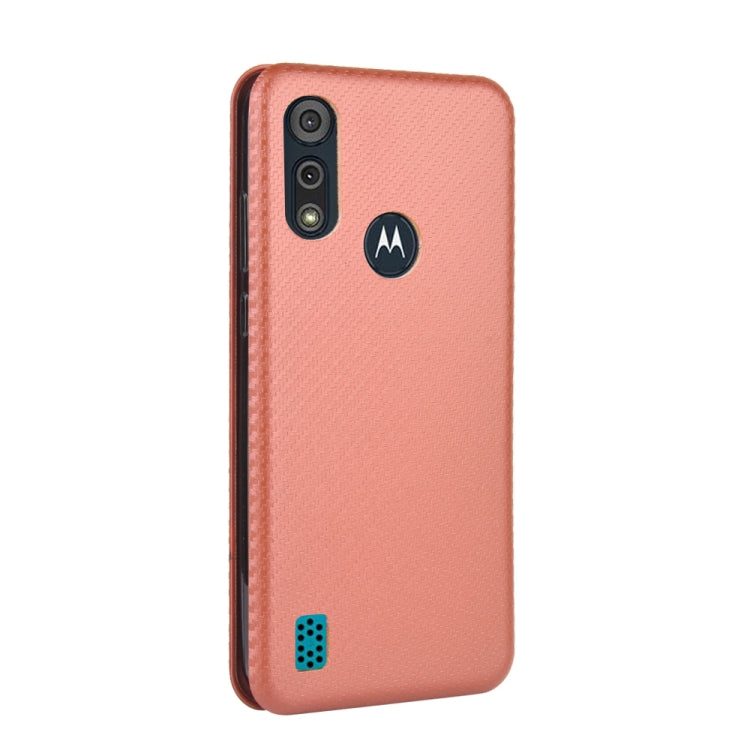 For Motorola Moto E6s (2020) Carbon Fiber Texture Horizontal Flip TPU + PC + PU Leather Case with Rope & Card Slot