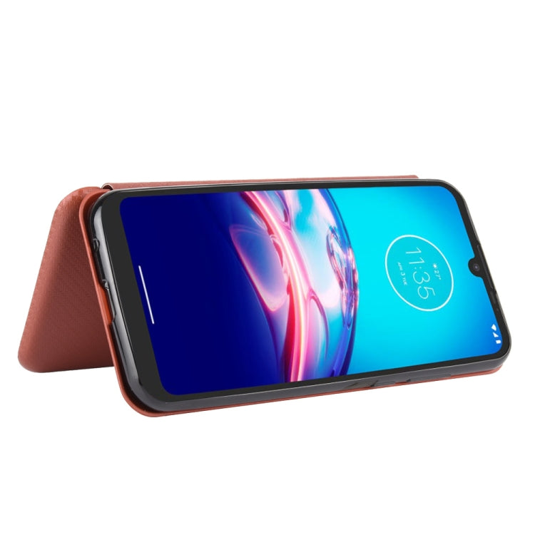 For Motorola Moto E6s (2020) Carbon Fiber Texture Horizontal Flip TPU + PC + PU Leather Case with Rope & Card Slot
