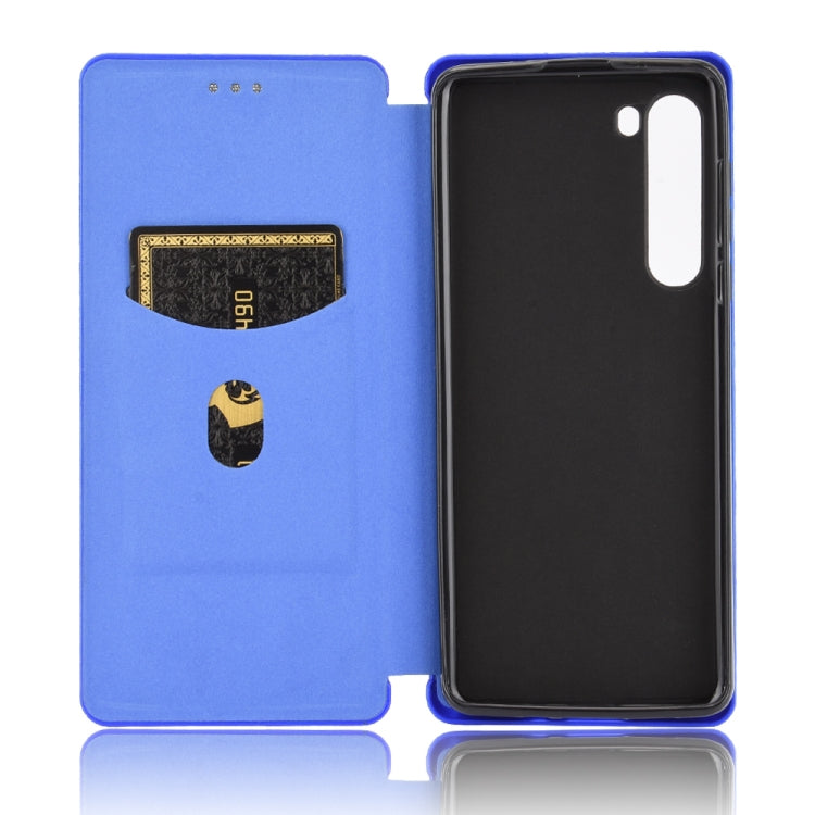 For Motorola Moto Edge Carbon Fiber Texture Horizontal Flip TPU + PC + PU Leather Case with Rope & Card Slot