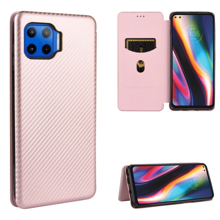 For Motorola Moto G 5G Plus Carbon Fiber Texture Horizontal Flip TPU + PC + PU Leather Case with Rope & Card Slot