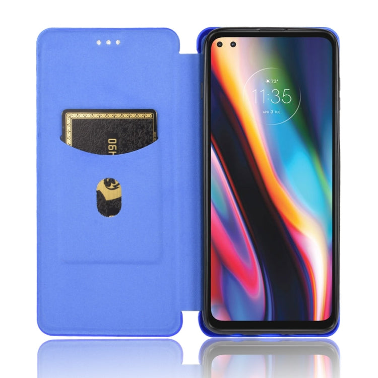 For Motorola Moto G 5G Plus Carbon Fiber Texture Horizontal Flip TPU + PC + PU Leather Case with Rope & Card Slot