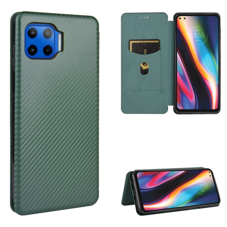 For Motorola Moto G 5G Plus Carbon Fiber Texture Horizontal Flip TPU + PC + PU Leather Case with Rope & Card Slot