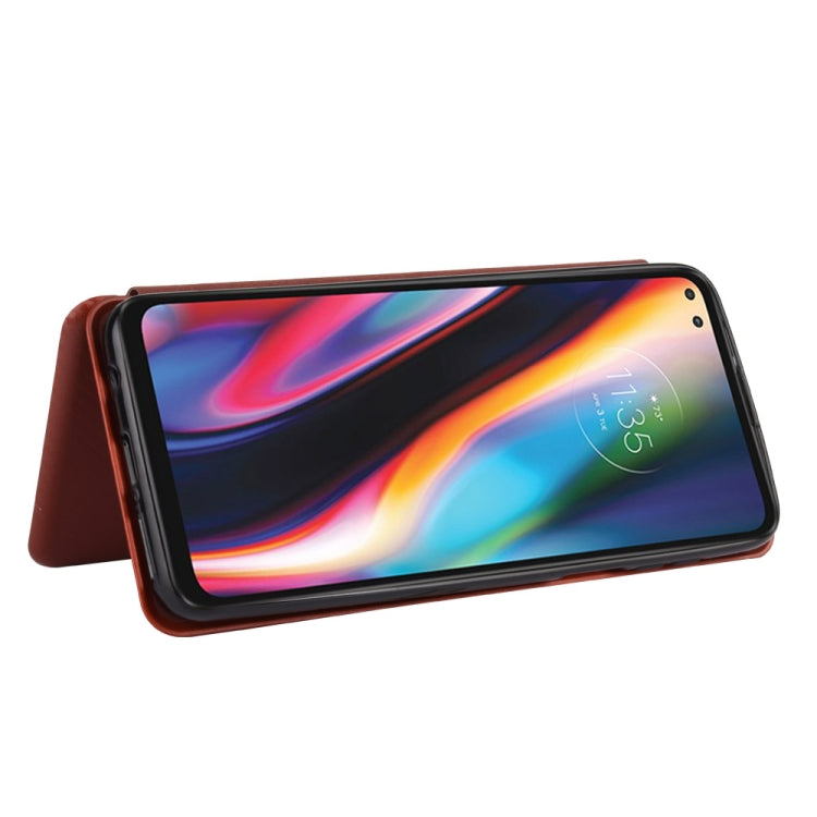 For Motorola Moto G 5G Plus Carbon Fiber Texture Horizontal Flip TPU + PC + PU Leather Case with Rope & Card Slot