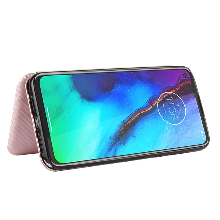 For Motorola Moto G Stylus Carbon Fiber Texture Horizontal Flip TPU + PC + PU Leather Case with Rope & Card Slot
