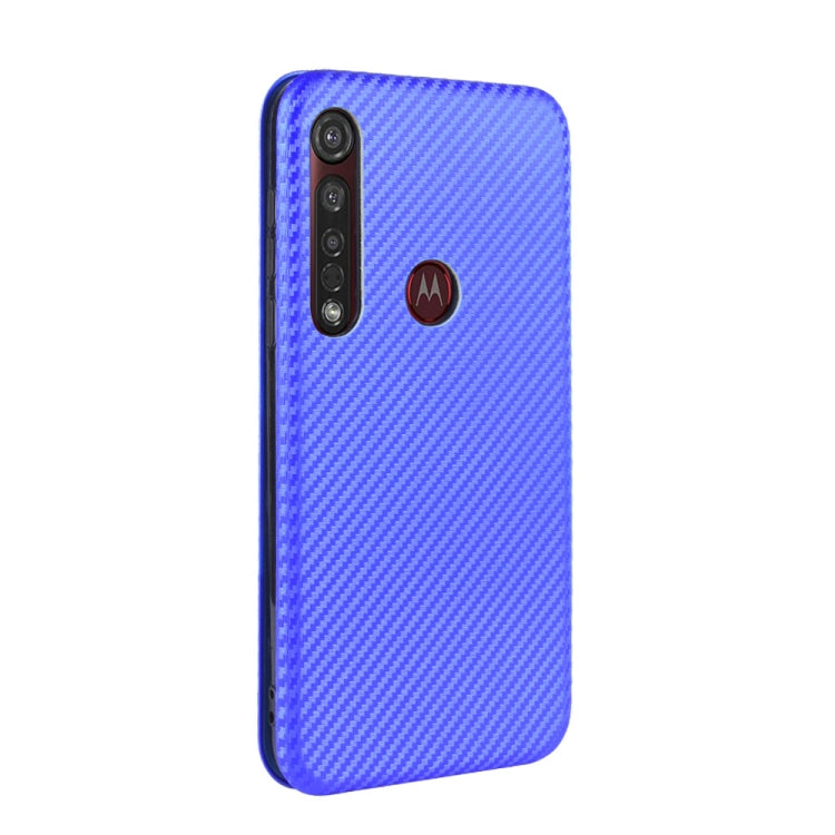 For Motorola Moto G8 Plus Carbon Fiber Texture Horizontal Flip TPU + PC + PU Leather Case with Rope & Card Slot
