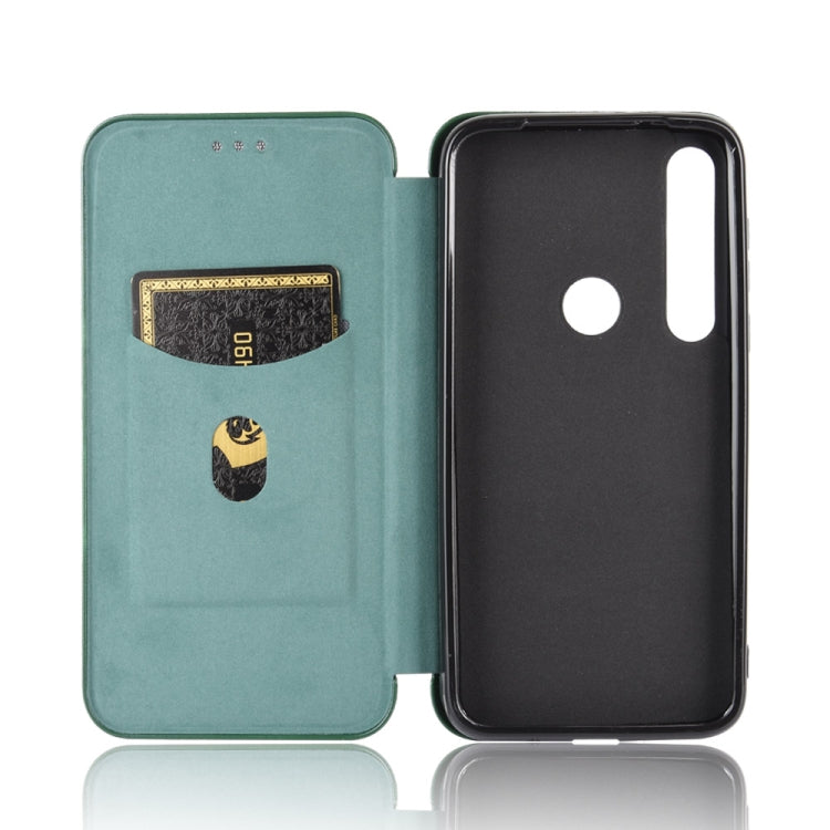 For Motorola Moto G8 Plus Carbon Fiber Texture Horizontal Flip TPU + PC + PU Leather Case with Rope & Card Slot