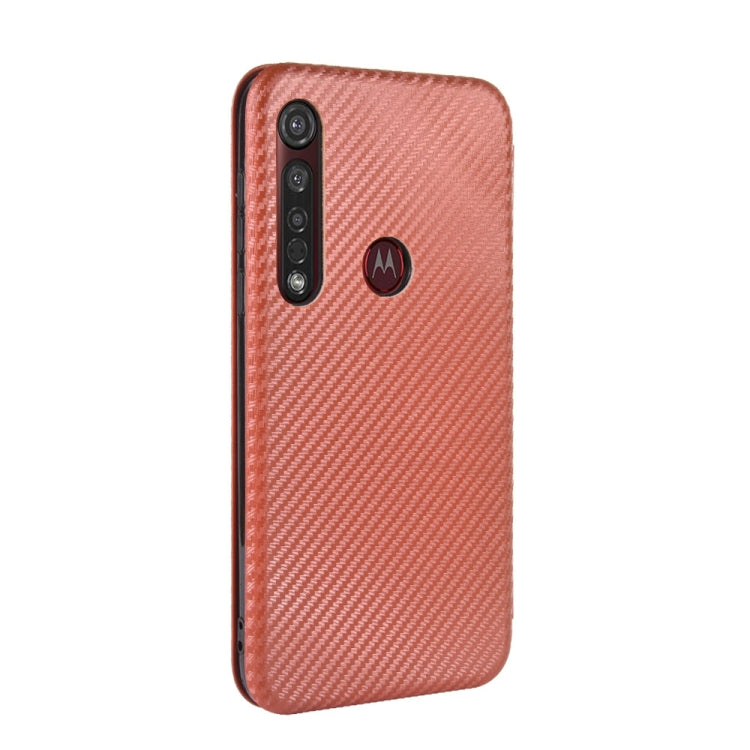 For Motorola Moto G8 Plus Carbon Fiber Texture Horizontal Flip TPU + PC + PU Leather Case with Rope & Card Slot