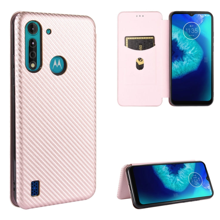 For Motorola Moto G8 Power Lite Carbon Fiber Texture Horizontal Flip TPU + PC + PU Leather Case with Rope & Card Slot