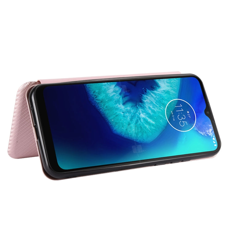 For Motorola Moto G8 Power Lite Carbon Fiber Texture Horizontal Flip TPU + PC + PU Leather Case with Rope & Card Slot