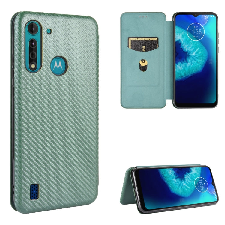 For Motorola Moto G8 Power Lite Carbon Fiber Texture Horizontal Flip TPU + PC + PU Leather Case with Rope & Card Slot